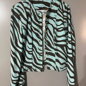 Ellen & Company Zebra Print Jacket with Grommet Details size small, unworn